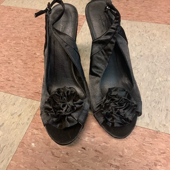 Black Satin Pumps - Picture 2 of 5